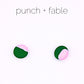 Punch+Fable Mini Stud Earrings in Pink and Green