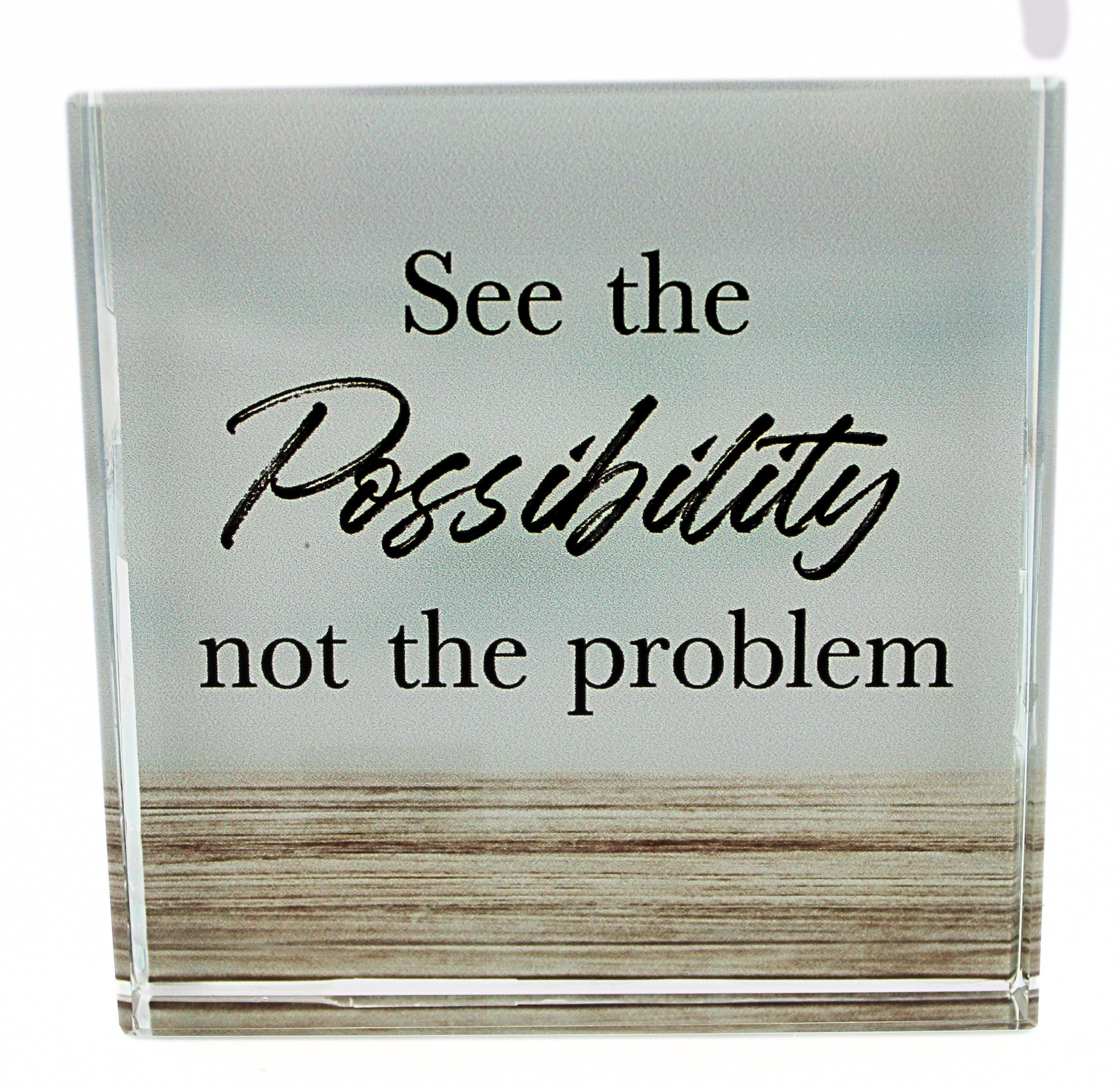 See the Possibility Glass Block Paperweight