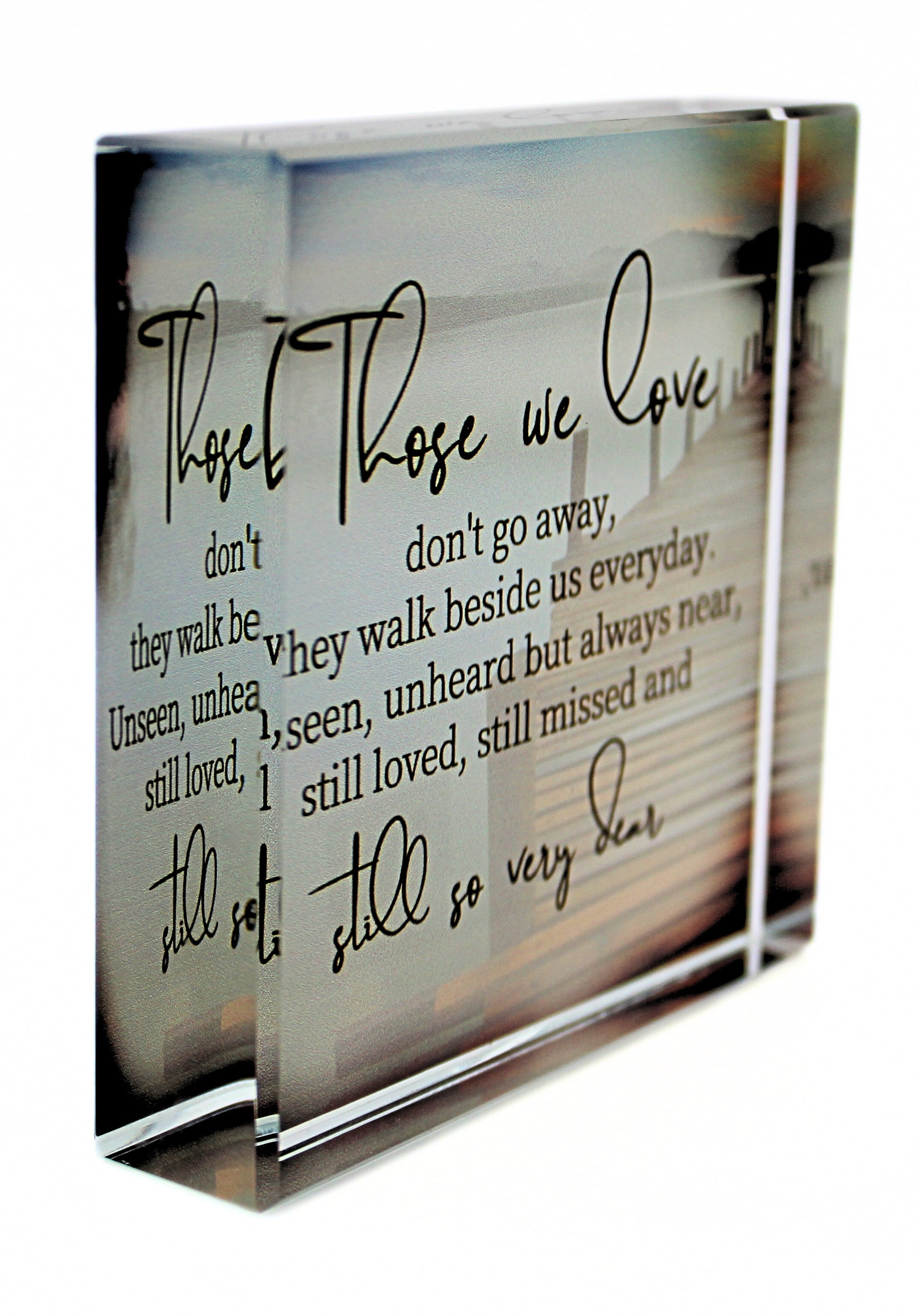 Those We Love Glass Block Paperweight