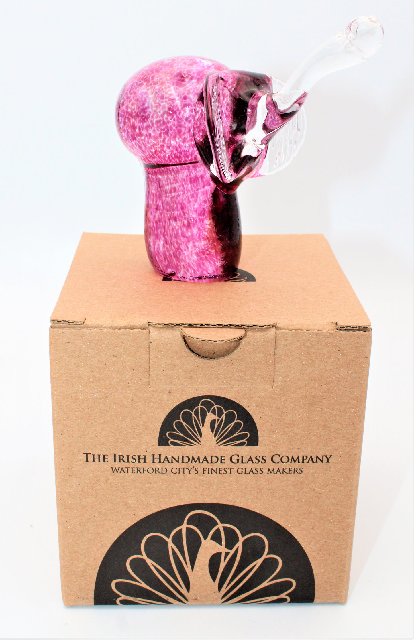Pink Elephant with Box - The Irish Handmade Glass Company
