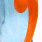Close Up View of Orange Handle of Jerpoint Vase in Blue