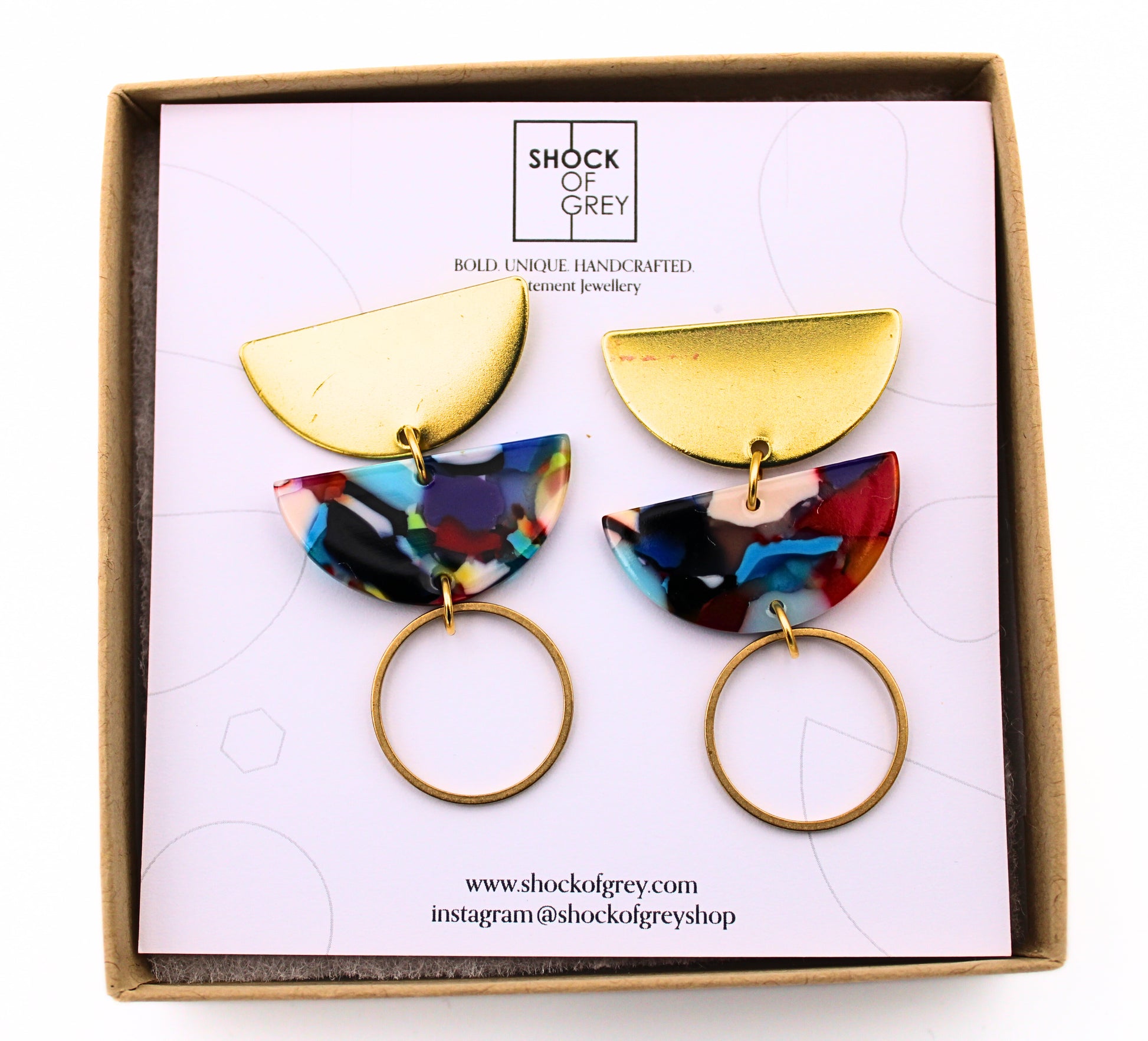 Jenny Acrylic Earrings in Confetti in Box