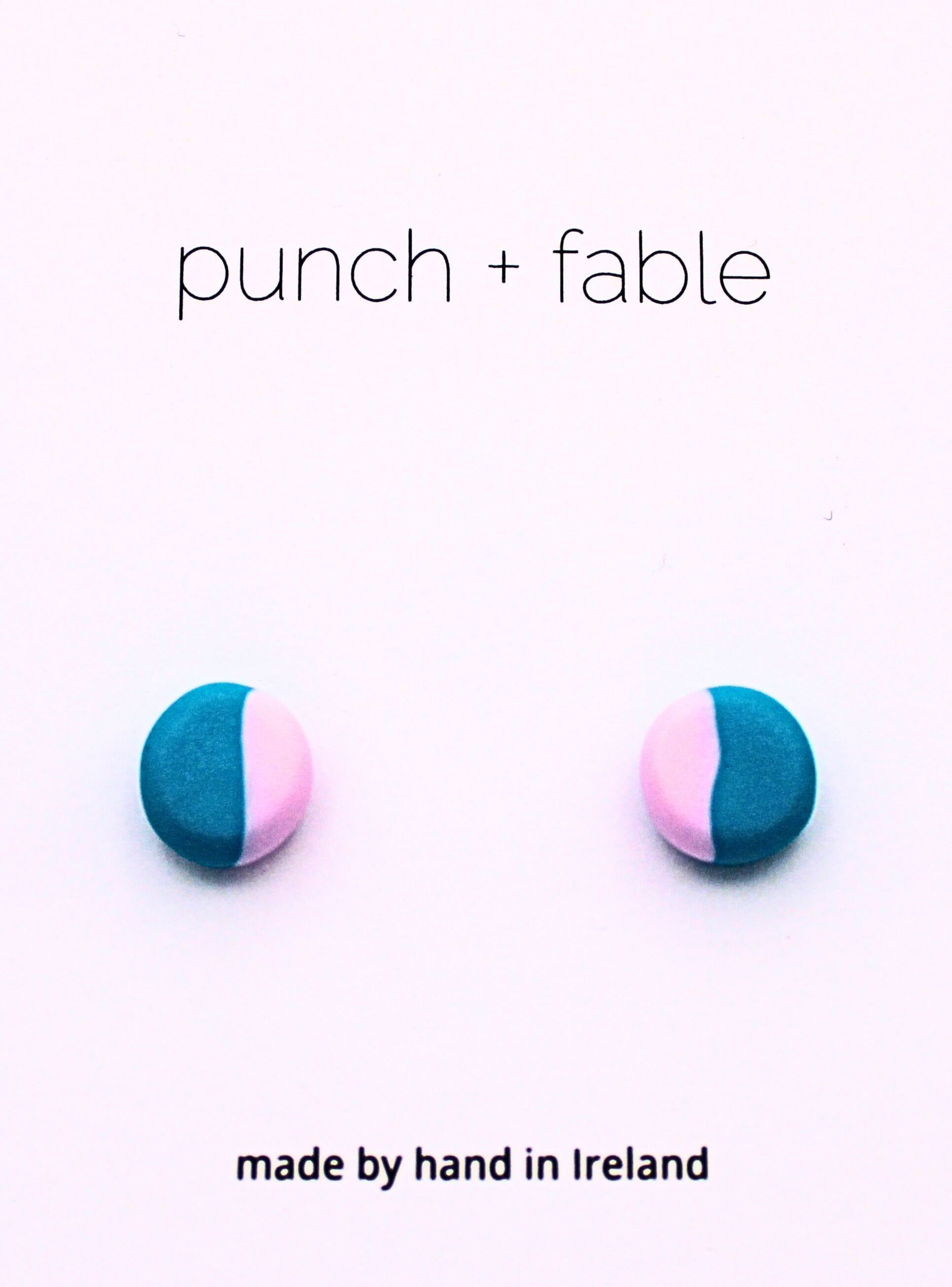 Punch+Fable Mini Earrings Studs in Turquoise and Pink