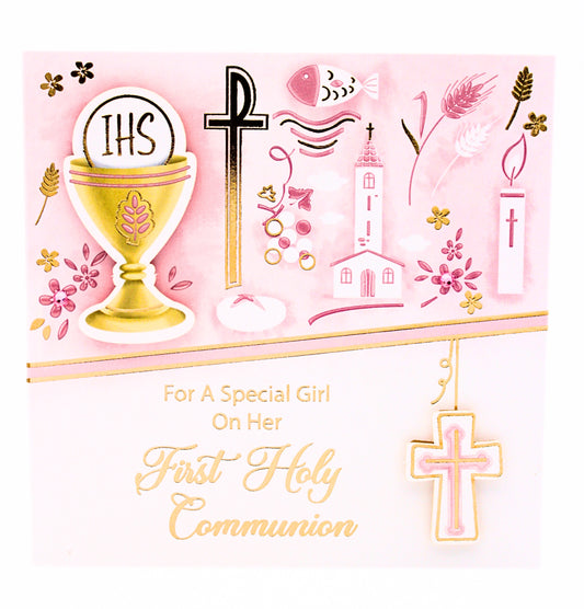 First Holy Communion Card for Girls