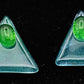 Glass Stud Earrings - Green / Blue