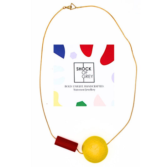 Shock of Grey Bauhaus Necklace - Yellow/Red