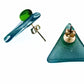 Elke Westen Glass Studs in Green and Blue with Silver Plated Fittings