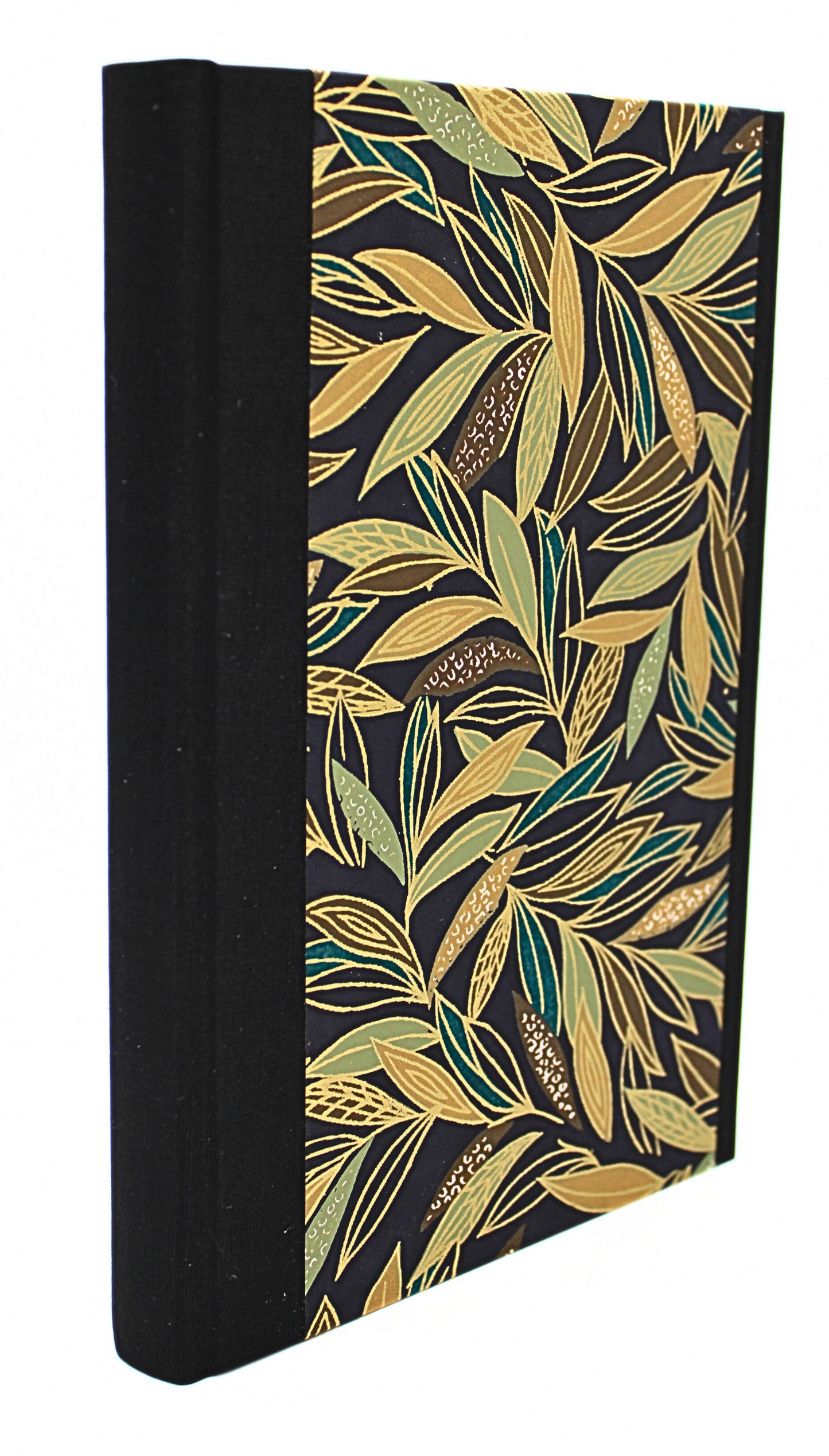 Hubert Bookbindery A5 Blank Notebook - GIlded Leaf Cover Side View