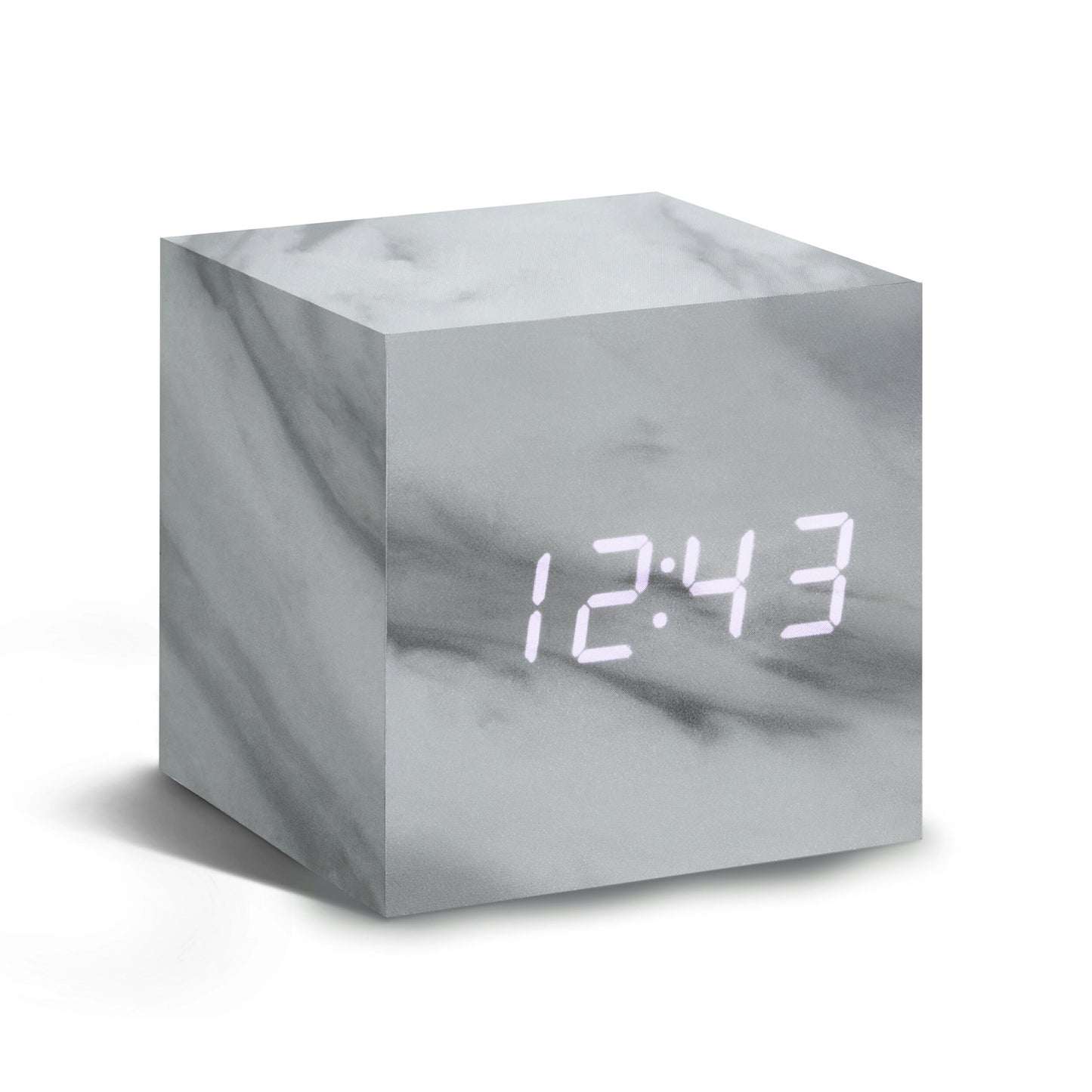 Cube Click Clock in Marble Finish