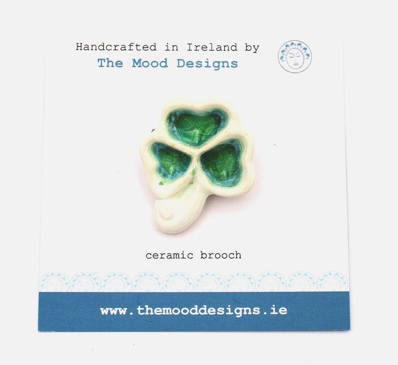 The Mood Designs Ceramic Brooch Shamrock Design