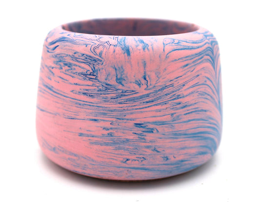 Hey, Bulldog! Small Planter in Pink and Blue Marbled Design