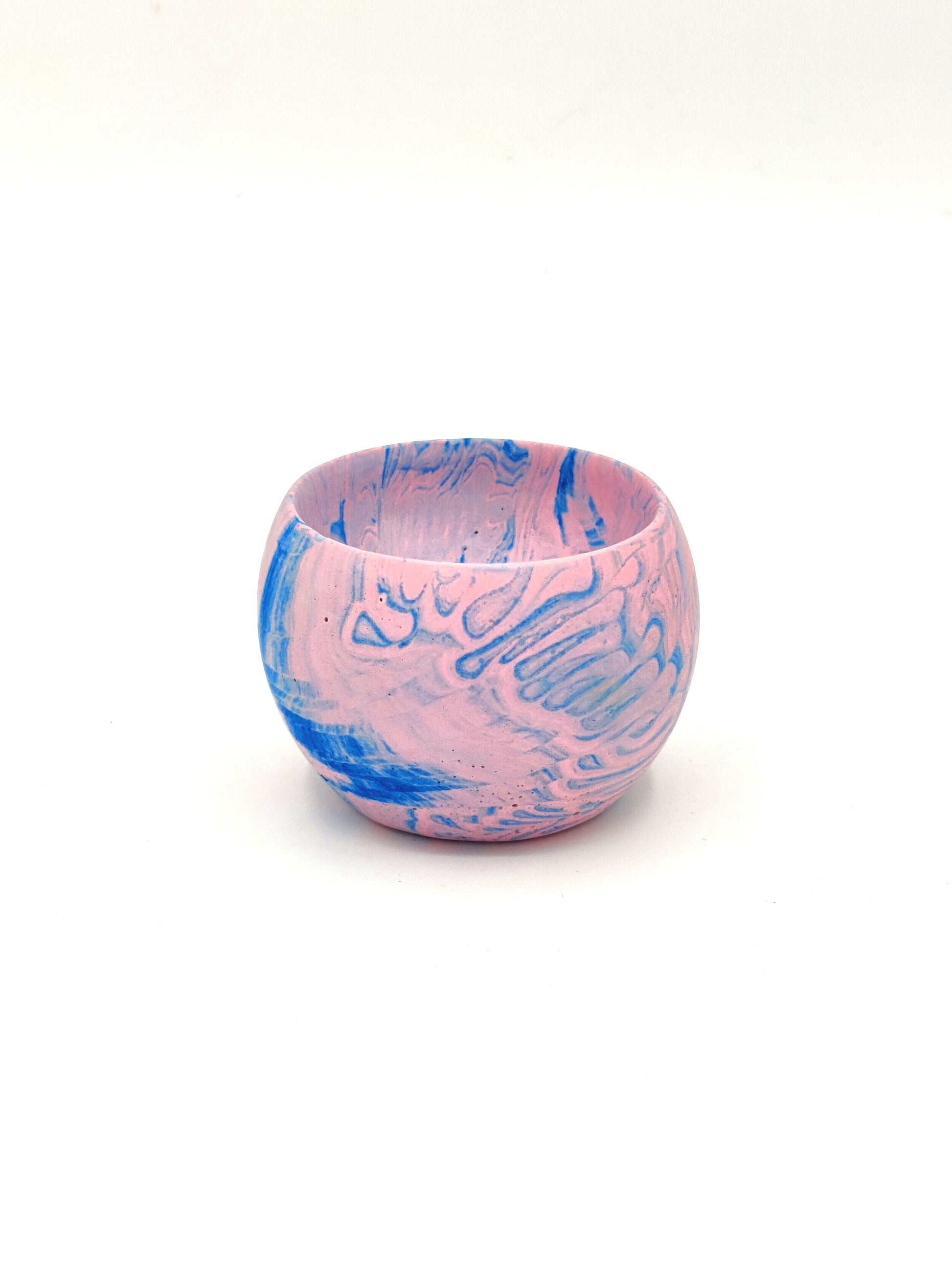 Hey, Bulldog! Egg Cup with Pink and Blue Marbled Design