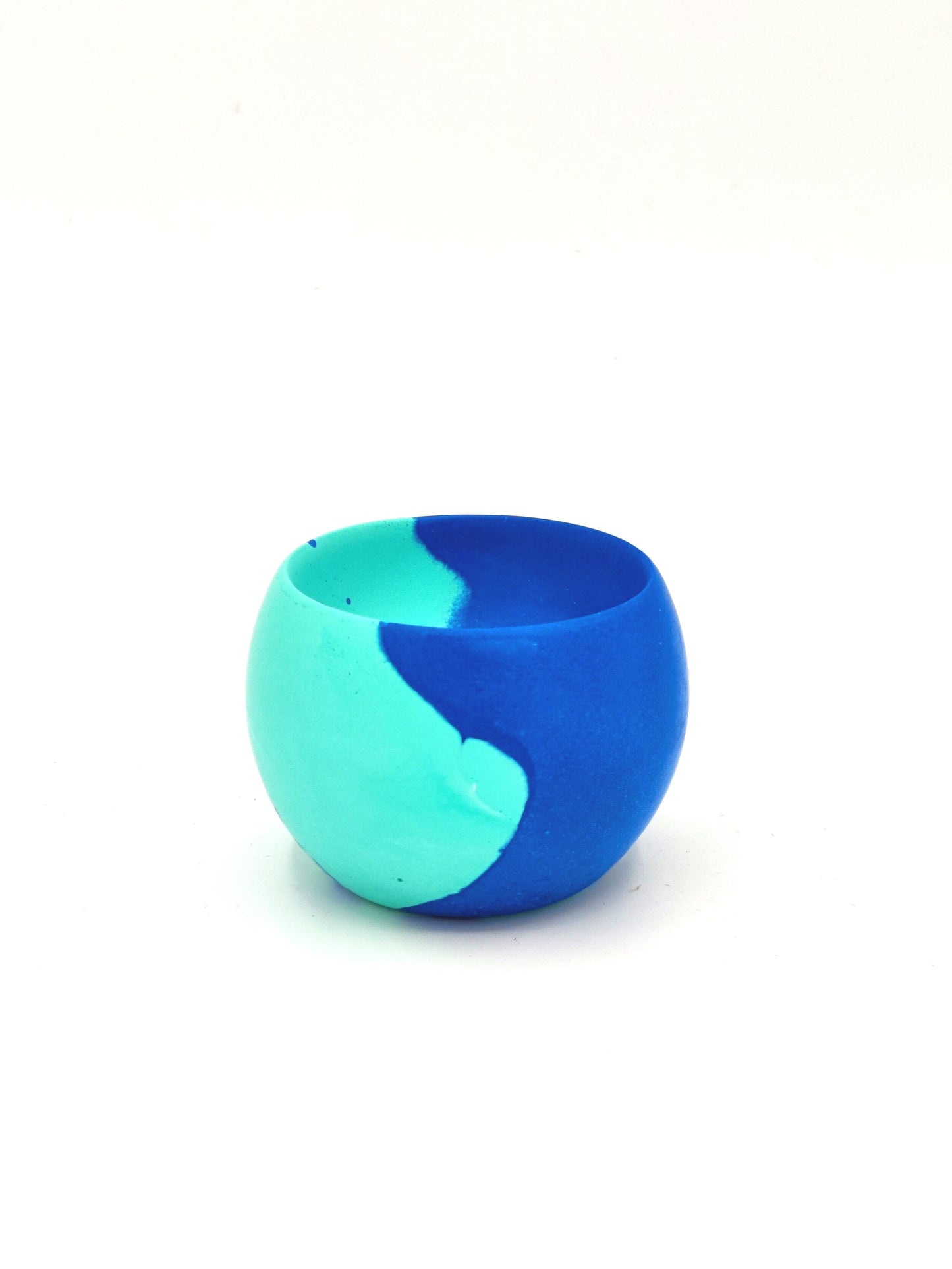 Hey, Bulldog! Egg Cup in Blue and Green Colour Clash Design