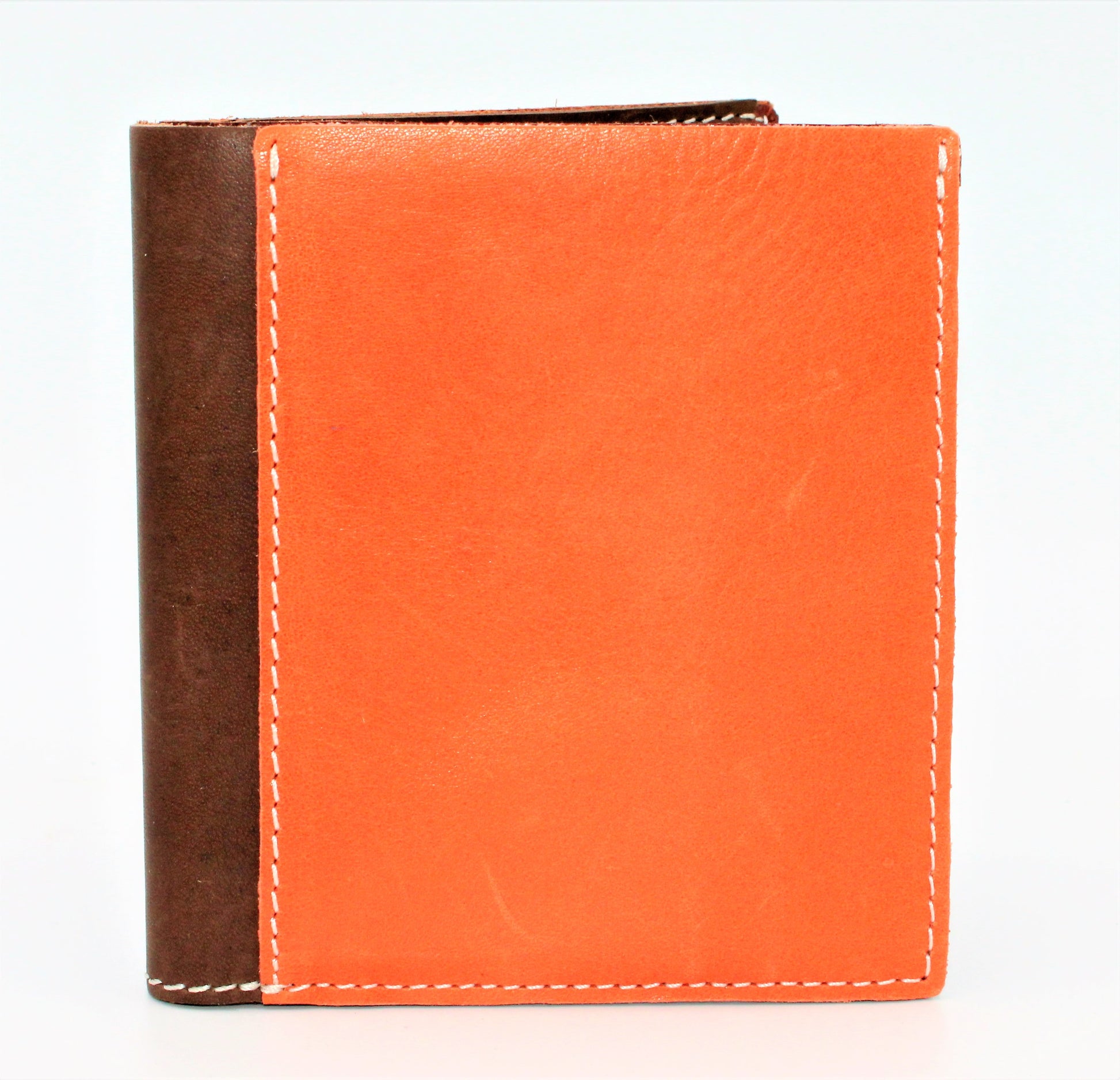 Front of Hunter Plain Leather Wallet in Orange