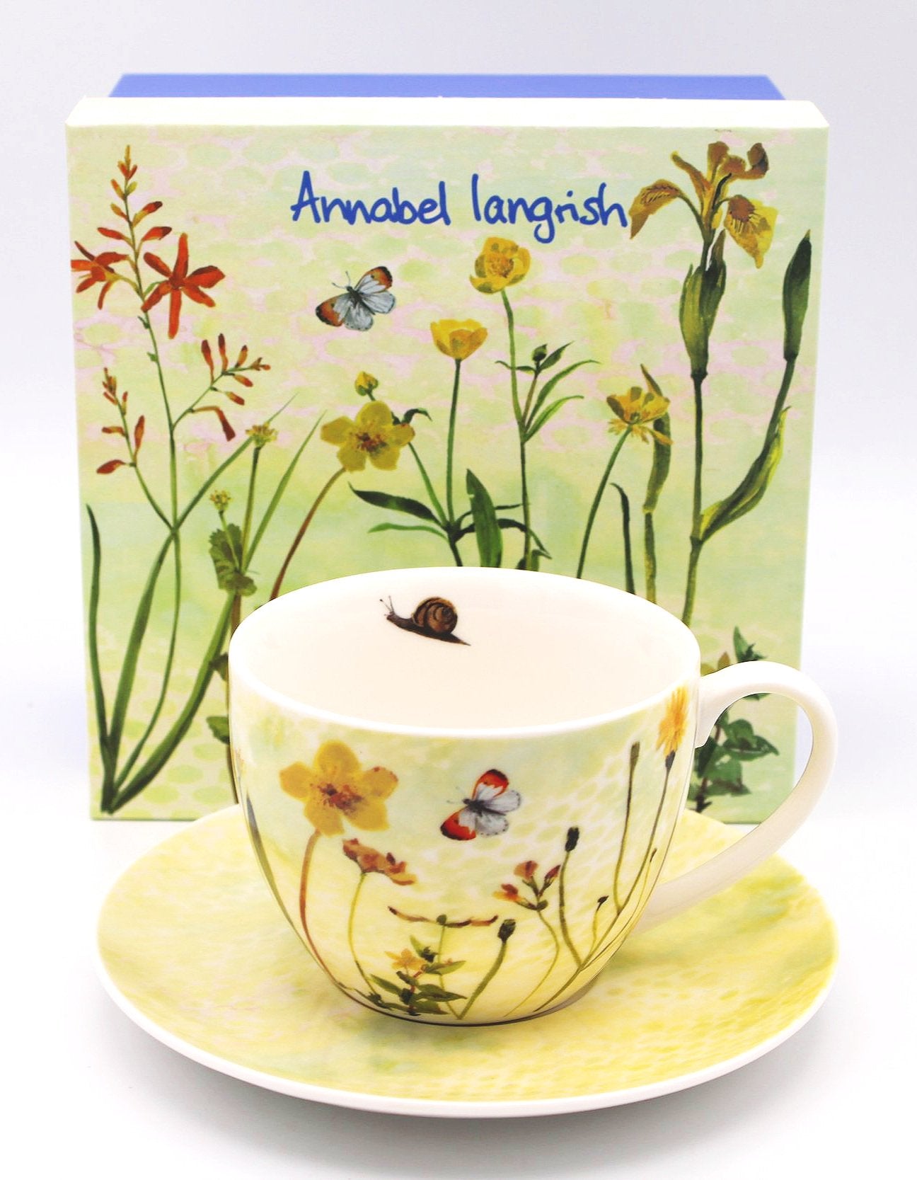 Annabel Langrish Cappuccino Cup and Saucer Gift Set in Yellow