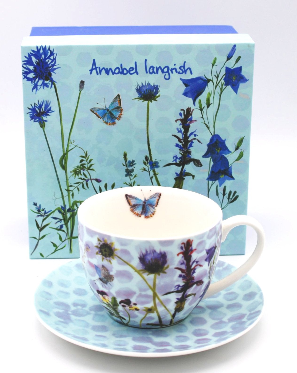 Annabel Langrish Cappuccino Cup and Saucer Gift Set in Blue