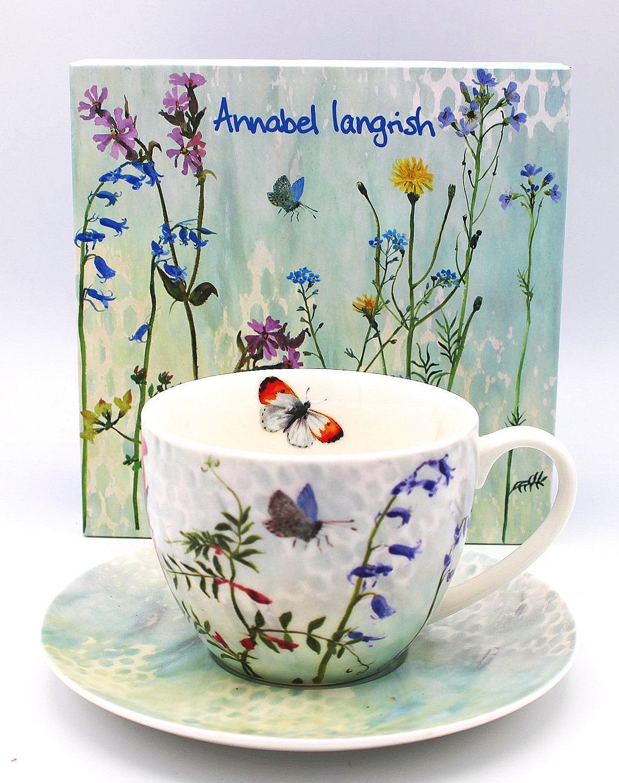 Annabel Langrish Cappuccino Cup and Saucer Gift Set in Wildflower
